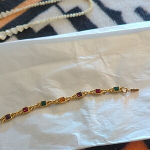 Elegant Gold Color Multi-Color Gemstone Bracelet. New. Sale SALE